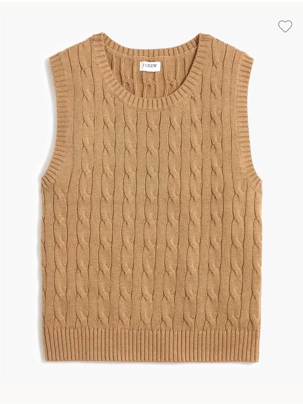 J. Crew Cable-Knit Crewneck Sweater Vest Heather Acorn Size XL NWT